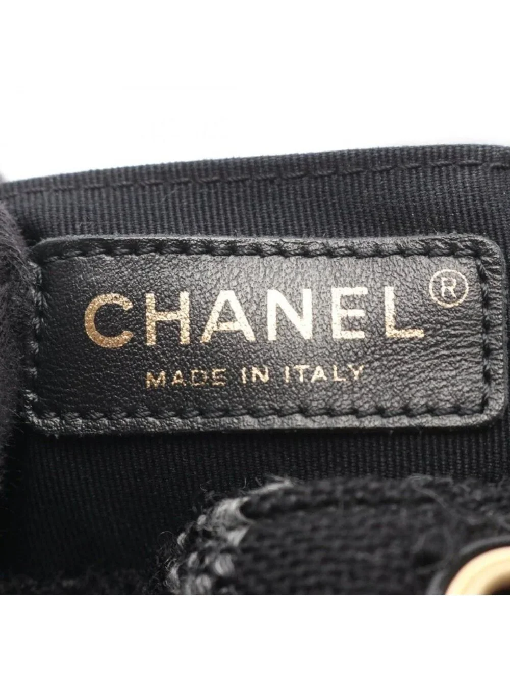 Chanel Backpack CC Logo Black Gray Wool Quilted Chain